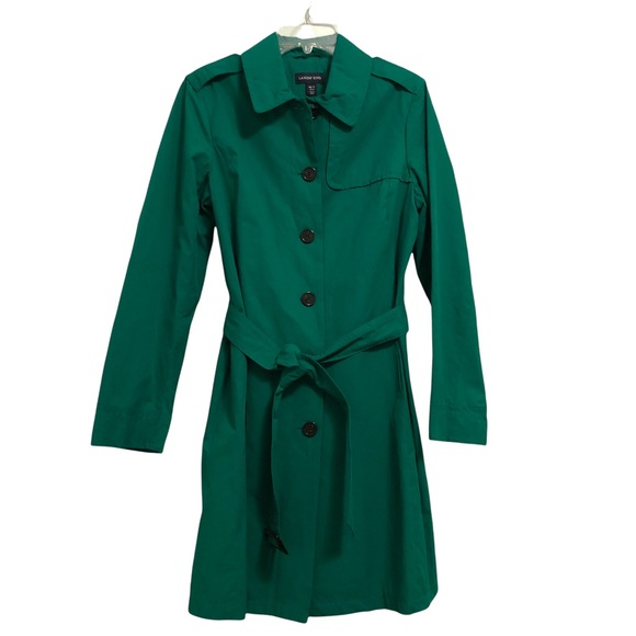 Lands' End Jackets & Blazers - Land's End Trench Coat Belted Green Tall Women's 10-12